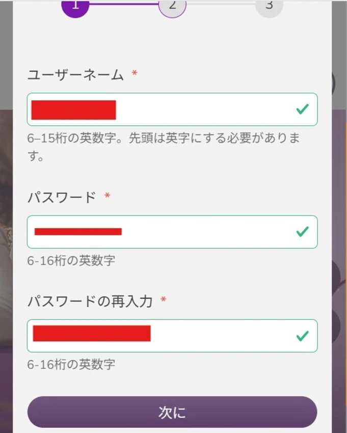 ワンダーカジノ登録ステップ2
