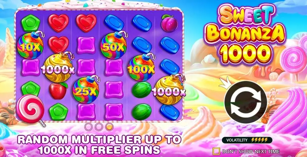 1xbetの入金不要ボーナス対象スロット(スイートボナンザ1000)